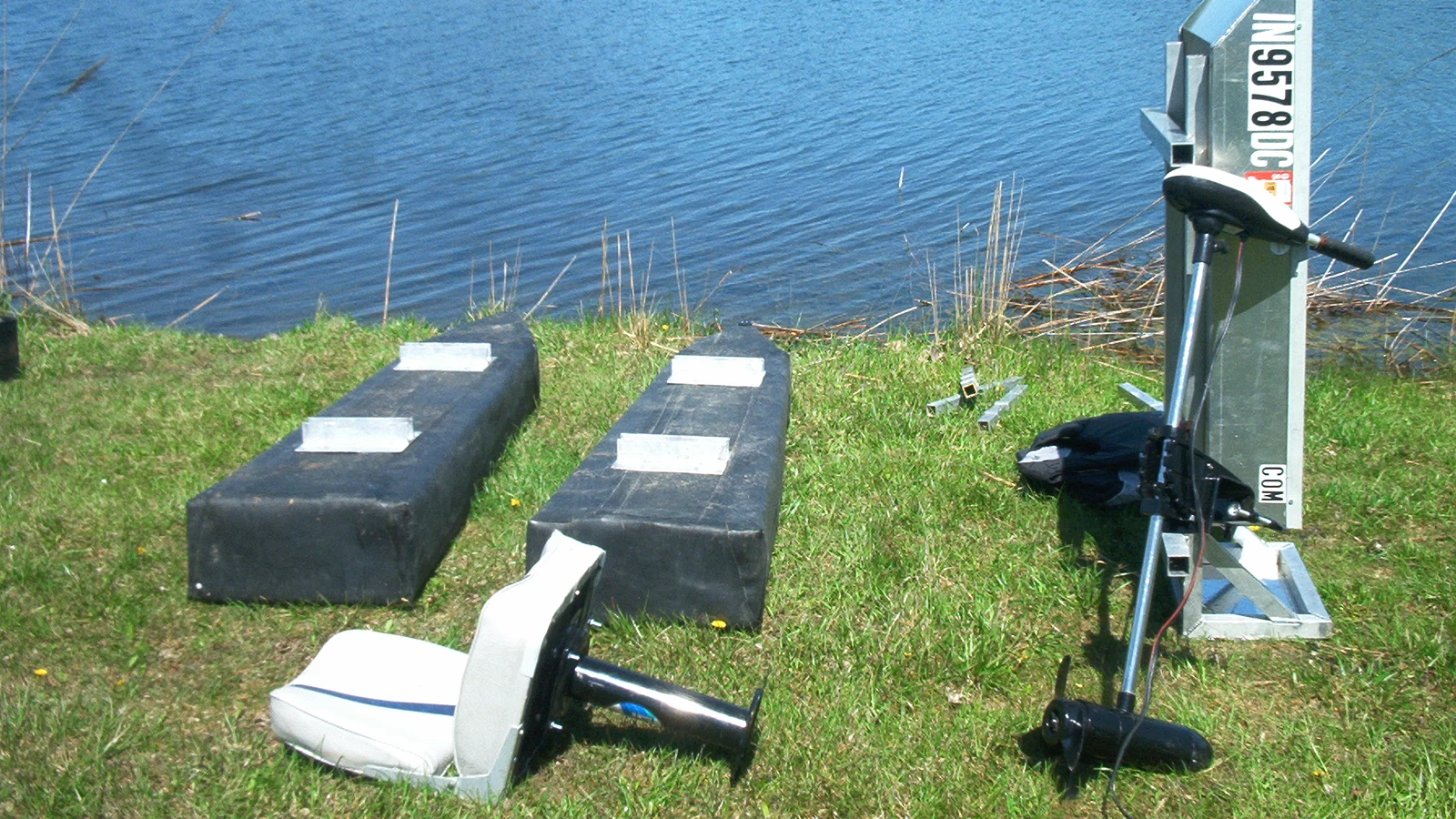 Actual Tadpole Pontoon operating on a lake